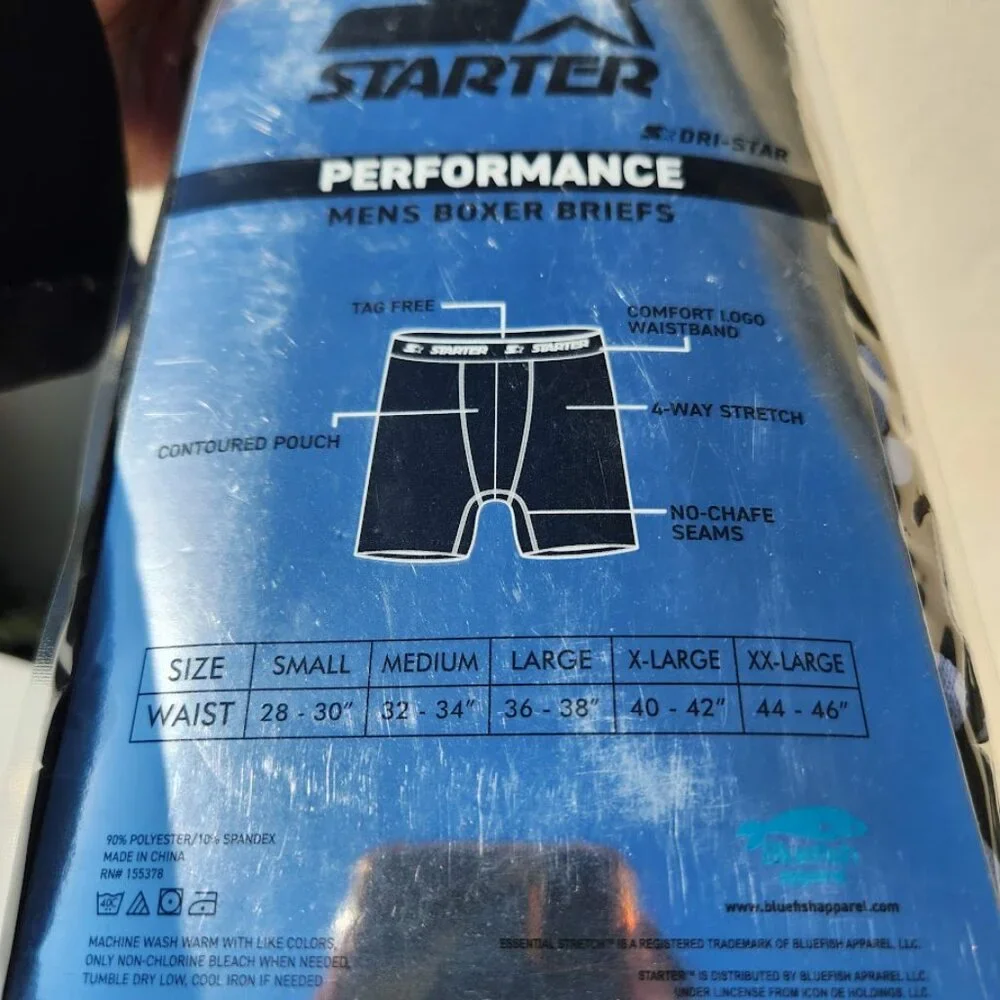 NEW Starter Men’s Active Performance Boxer Briefs Underwear 6 Pack Set of 6 S Si